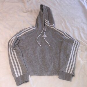 adidas Gray Hoodie with White Stripes